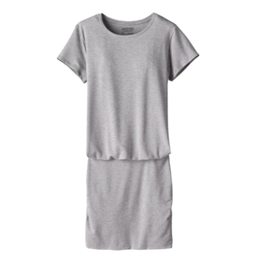 NWT Patagonia Glorya Gray T Shirt Mini Dress Ruched Short Sleeve Crew Neck S